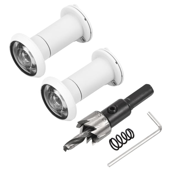 Uxcell Door Viewer Peephole Copper Privacy Door Viewer with Privacy Cover Fits Door with Drill Bit for Security White 5/8",1-3/8"