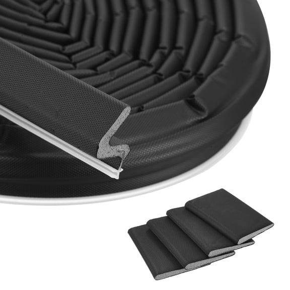 Uxcell Door Weather Stripping, 26.25 ft V-shaped Kerf Front Exterior Door Frame Weather Stripping with 4 Corner Seals for Soundproof Entry Interior Frame Window Gap Filler, Black/Grey