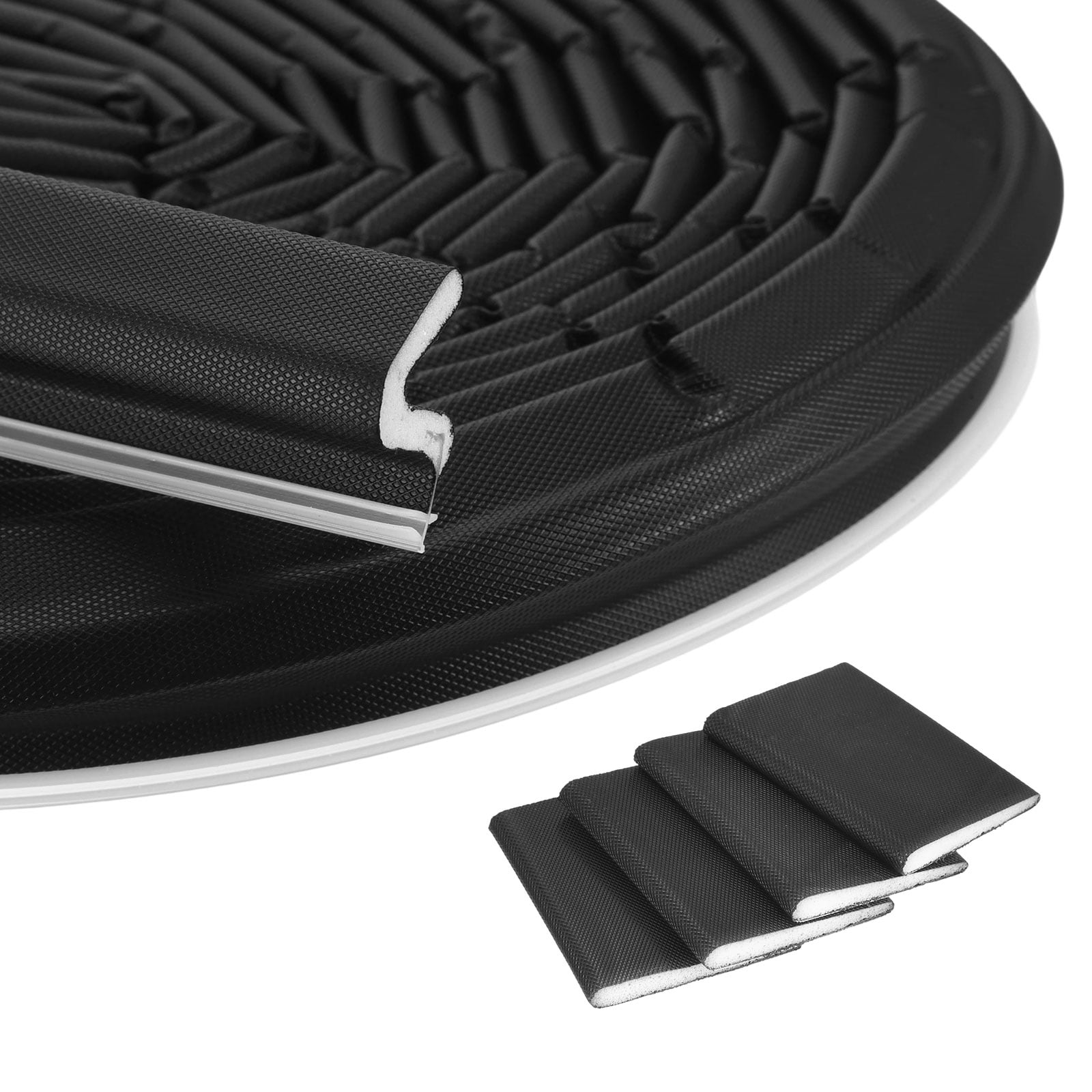 Uxcell Door Weather Stripping, 49.21 ft V-shaped Kerf Front Exterior Door Frame Weather Stripping with 4 Corner Seals for Soundproof Entry Interior Frame Window Gap Filler, Black/White