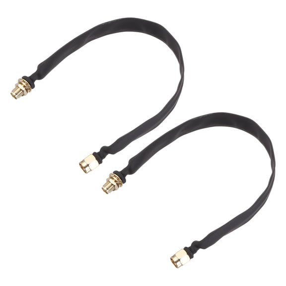 Uxcell Door/Window Pass Through Flat Coaxial Cable with RP-SMA Male to Female 0.66ft/20cm Cord Flat Coax Cable Pigtail Extension for Antenna Router Pack of 2