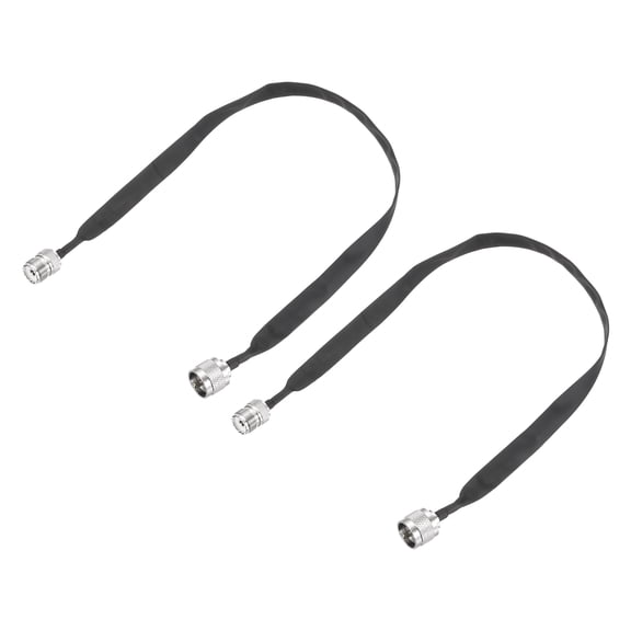Uxcell Door/Window Pass Through Flat Coaxial Cable with UHF Male to Female 1.64ft/50cm Cord Flat Coax Cable Pigtail Extension for Antenna Router Pack of 2