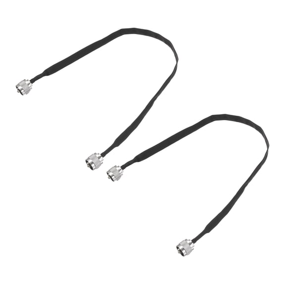 Uxcell Door/Window Pass Through Flat Coaxial Cable with UHF Male to Male 1.64ft/50cm Cord Flat Coax Cable Pigtail Extension for Antenna Router Pack of 2
