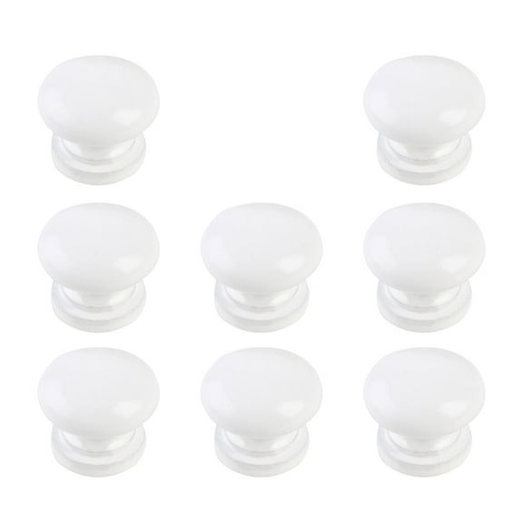 Uxcell Dormitory Round Bookcase Drawer Dresser Wardrobe Pull Handle Knob White 8pcs