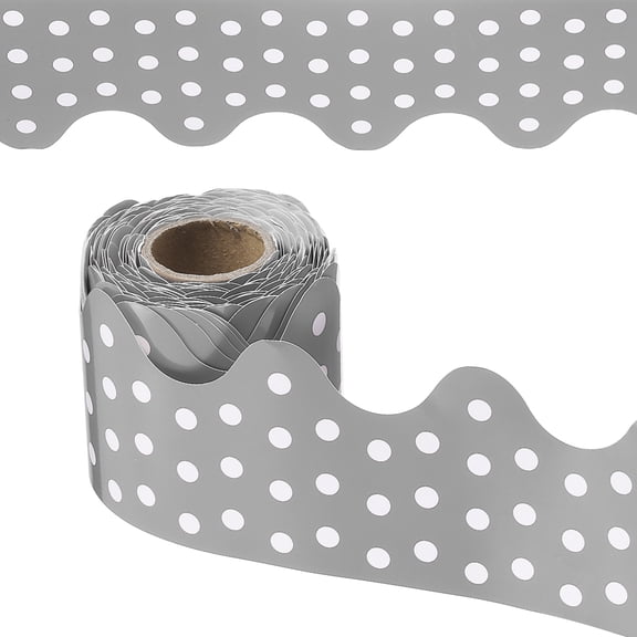 Uxcell Dots Bulletin Board Border, 33 Feet Poster Chalkboard Cork Decoration Trim Scalloped Borders Wall Decor for Classroom Office Locker, Gray