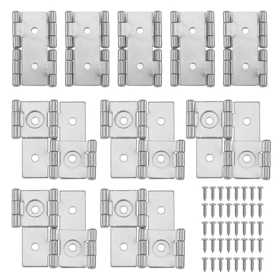 Uxcell Double Acting Folding Screen Door Hinge 1.85x1.85" Iron 10 Set, Satin Nickel, Retro Cabinet Hinge, Two-Way Bidirectional, Mounting Screws Included, Room Divider Kitchen Bathroom