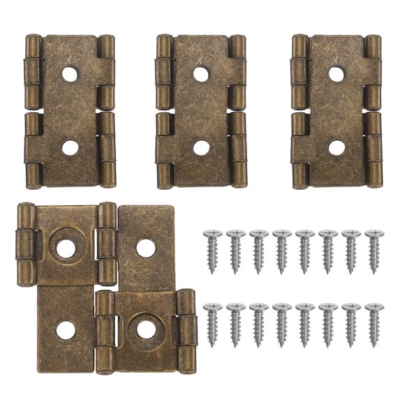Uxcell Double Acting Folding Screen Door Hinge 1.85x1.85" Iron 4 Set, Green Bronze, Retro Cabinet Hinge, Two-Way Bidirectional, Mounting Screws Included, Room Divider Kitchen Bathroom