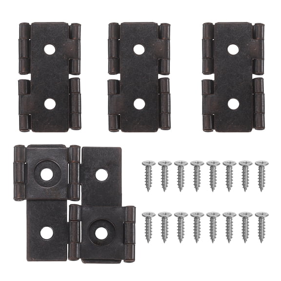 Uxcell Double Acting Folding Screen Door Hinge 1.85x1.85" Iron 4 Set, Red Bronze, Retro Cabinet Hinge, Two-Way Bidirectional, Mounting Screws Included, Room Divider Kitchen Bathroom