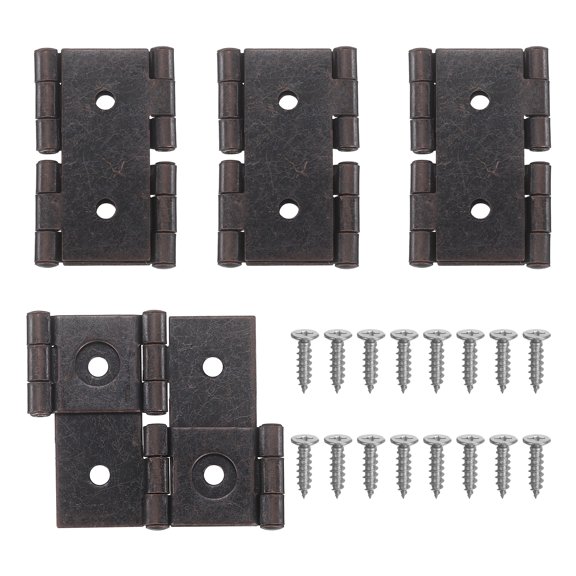 Uxcell Double Acting Folding Screen Door Hinge 1.85x2.13" Iron 4 Set, Red Bronze, Retro Cabinet Hinge, Two-Way Bidirectional, Mounting Screws Included, Room Divider Kitchen Bathroom