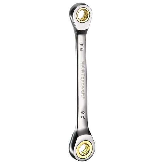 Uxcell Double Box End Ratcheting Wrench, 8X9mm 72 Teeth 12 Point Cr-V Tool