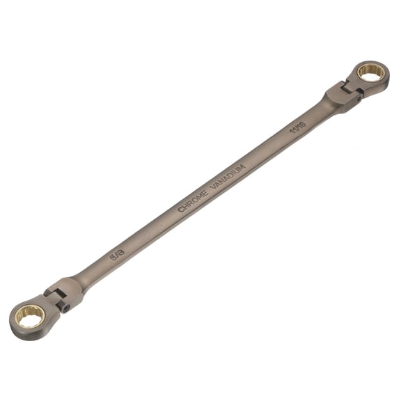 Uxcell Double Box End Wrench 5/8" x 11/16" Extra Long Flex Head 72-Tooth 12-Point Ratcheting Wrenches 180 Degree CR-V Steel for Garage Repair DIY, Black