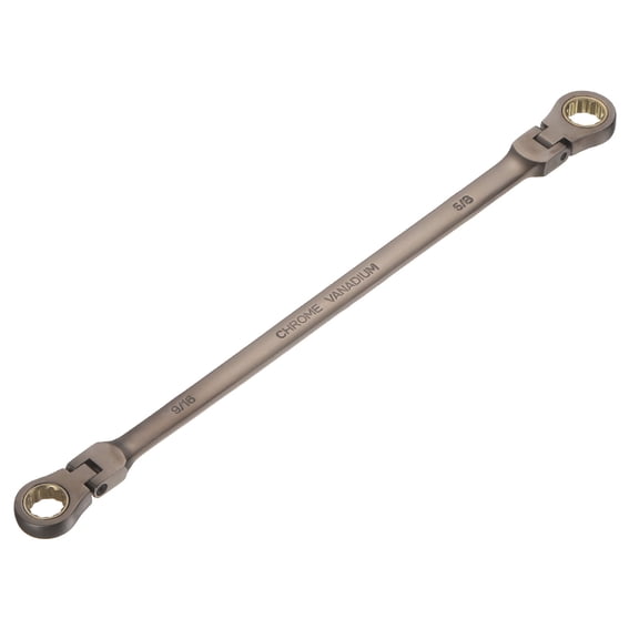 Uxcell Double Box End Wrench 9/16" x 5/8" Extra Long Flex Head 72-Tooth 12-Point Ratcheting Wrenches 180 Degree CR-V Steel for Garage Repair DIY, Black