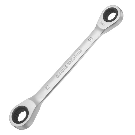 Uxcell Double Box End Wrench Metric 10-12mm 72-Tooth 12-Point Ratchet Gear Spanner Heat-Treated CR-V Ratcheting Spanner Tools for Garage Repair DIY, Matte Silver