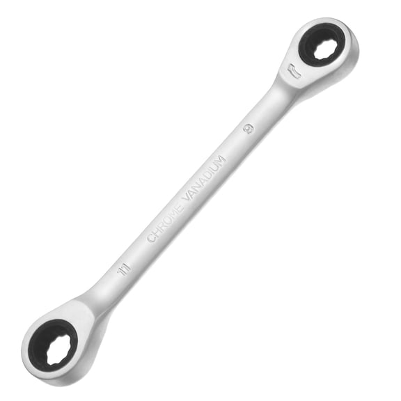 Uxcell Double Box End Wrench Metric 9-11mm 72-Tooth 12-Point Ratchet Gear Spanner Heat-Treated CR-V Ratcheting Spanner Tools for Garage Repair DIY, Matte Silver