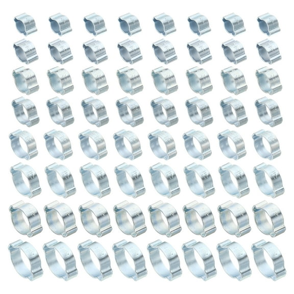 Uxcell Double Ear Hose Clamp Set, 80 Pack 8 Sizes Galvanized Steel O Clip Crimp Rings