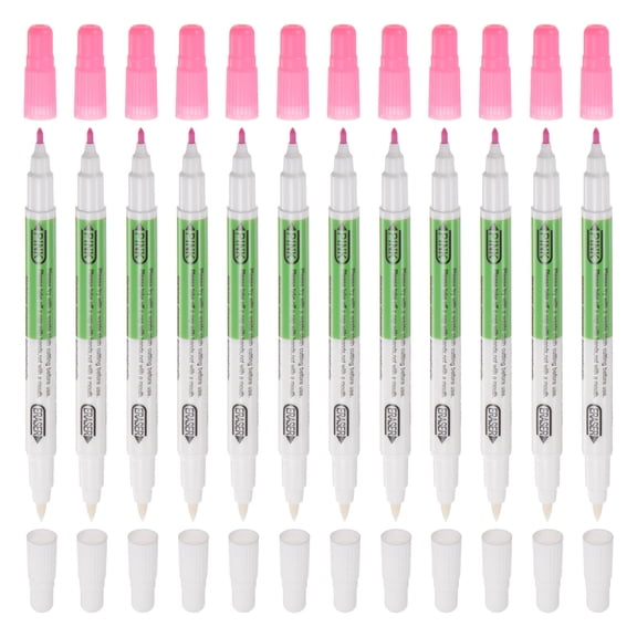 Uxcell Double Ended Disappearing Ink Fabric Marker Pen, Pink White 12 Pack