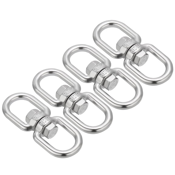 Uxcell Double Ended Swivel Eye Hook M4 Working Load 65kg/143 lbs 316 Stainless Steel Eye to Eye Swivel Shackle 4Pcs