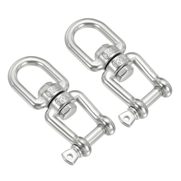 Uxcell Double Ended Swivel Eye Hook M8 Working Load 475kg/1047lbs, Eye and Jaw Swivel Shackle Ring Connector