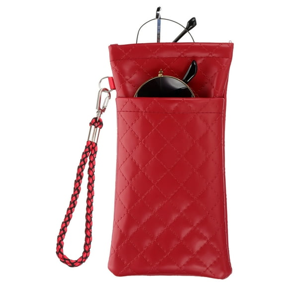 Uxcell Double Eyeglasses Case, Leather Soft Glasses Cases Portable Sunglasses Pouch Organizer, Red