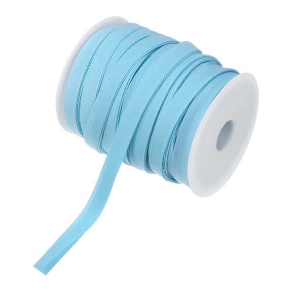 Uxcell Double Fold Bias Tape 1/2 Inch 55 Yards Cotton Bias Binding Tape Bulk for Sewing Light Blue