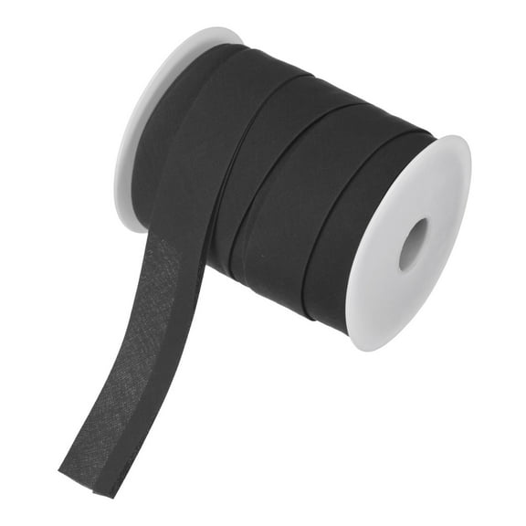 Uxcell Double Fold Bias Tape 1" 25 Yards for Sewing/Seaming/DIY Black