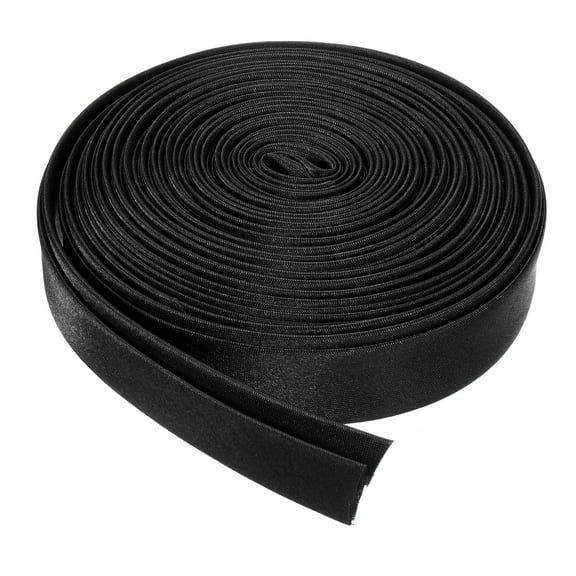 Uxcell Double Fold Bias Tape 4/5 Inch x 5.5 Yards Satin Pre-fold Tape Black