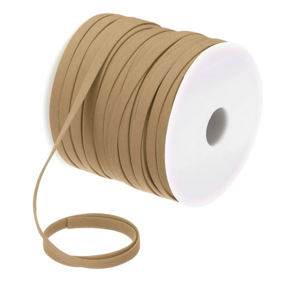 Uxcell 1/4" Double Fold Bias Tape Polyester Continuous Bulk Bias Tape for Sewing Seaming Khaki 55 Yards