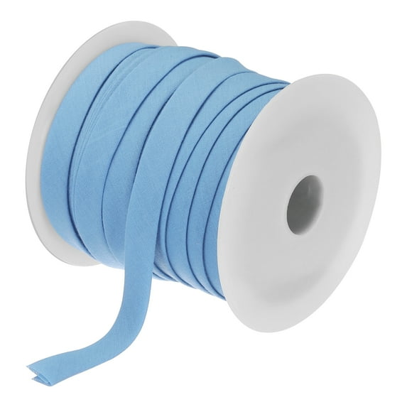 Uxcell 1/2" Double Fold Bias Tape Continuous Bulk Bias Tape for Sewing Seaming Light Blue 25 Yards