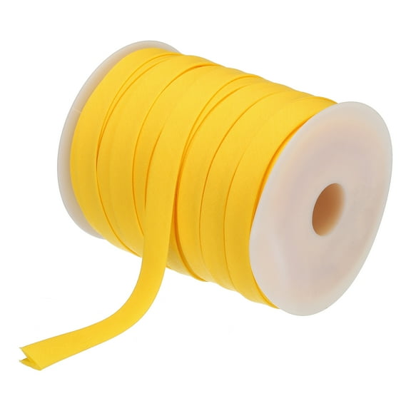Uxcell 1/2" Double Fold Bias Tape Polyester Continuous Bulk Bias Tape for Sewing Seaming Yellow 55 Yards
