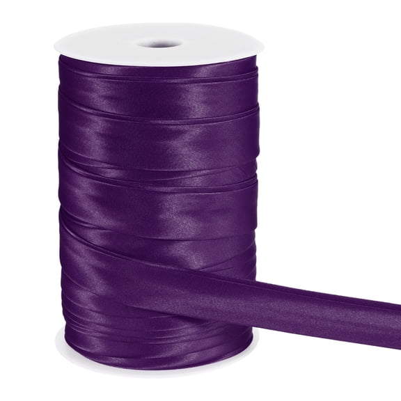 Uxcell Double Fold Bias Tape for Sewing, 1 Inch x 55 Yards Satin Bias Binding Tape Continuous Bulk for Quilting Binding Seaming Hemming Fabric Piping DIY Craft, Dark Purple