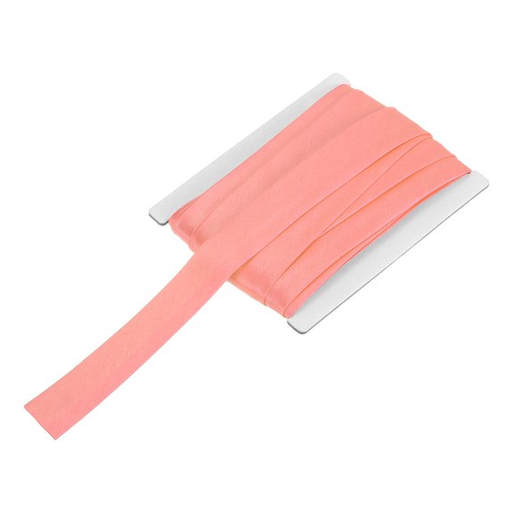 Uxcell Double Fold Bias Tape for Sewing 3/4 Inch x 6 Yards Satin Pre-fold Continuous Binding Tape for Seaming Quilting Hemming Binding DIY Crafts, Light Red
