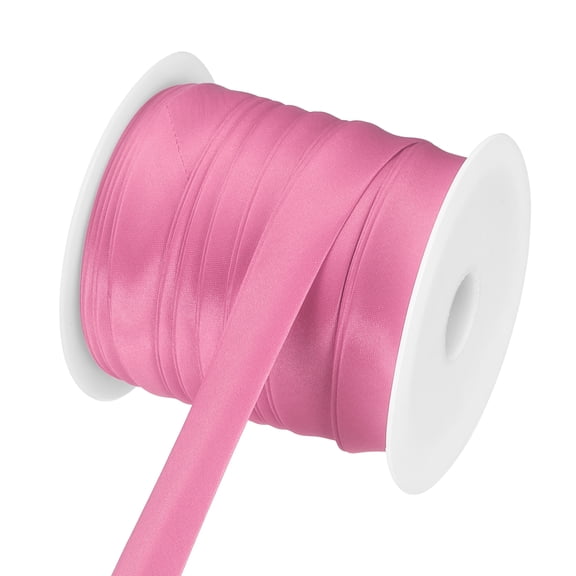 Uxcell Double Fold Bias Tape for Sewing, 3/4 Inch x 25 Yards Satin Bias Binding Tape Continuous Bulk for Quilting Binding Seaming Hemming Fabric Piping DIY Craft, Pink