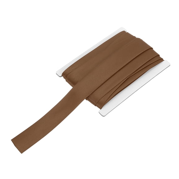 Uxcell Double Fold Bias Tape for Sewing 3/4 Inch x 6 Yards Satin Pre-fold Continuous Binding Tape for Seaming Quilting Hemming Binding DIY Crafts, Coffee