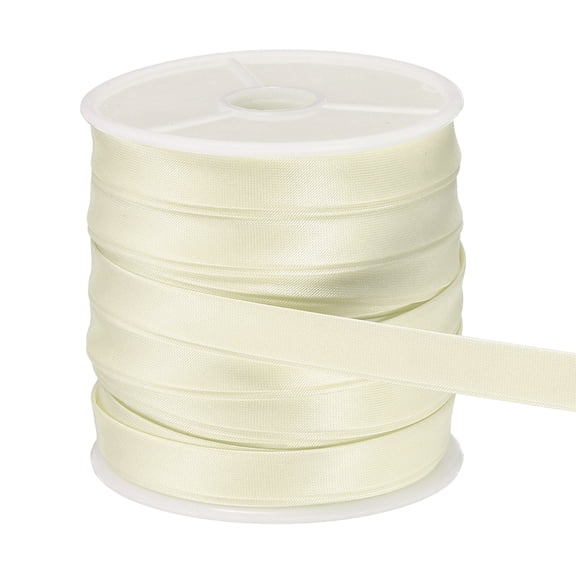 Uxcell Double Fold Bias Tape for Sewing, 3/8 Inch x 25 Yards Satin Bias Binding Tape Continuous Bulk for Quilting Binding Seaming Hemming Fabric Piping DIY Craft, Beige White