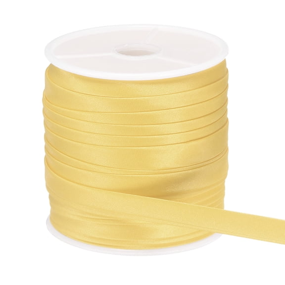Uxcell Double Fold Bias Tape for Sewing 3/8 Inch x 25 Yards Satin Pre-fold Continuous Binding Tape for Seaming Quilting Hemming Binding DIY Crafts, Champagne