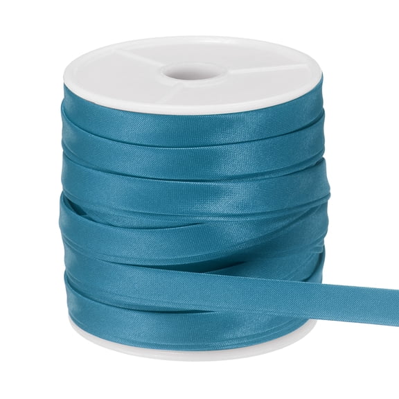 Uxcell Double Fold Bias Tape for Sewing, 3/8 Inch x 25 Yards Satin Bias Binding Tape Continuous Bulk for Quilting Binding Seaming Hemming Fabric Piping DIY Craft, Navy Blue