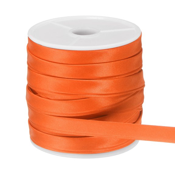 Uxcell Double Fold Bias Tape for Sewing 3/8 Inch x 25 Yards Satin Pre-fold Continuous Binding Tape for Seaming Quilting Hemming Binding DIY Crafts, Orange Red