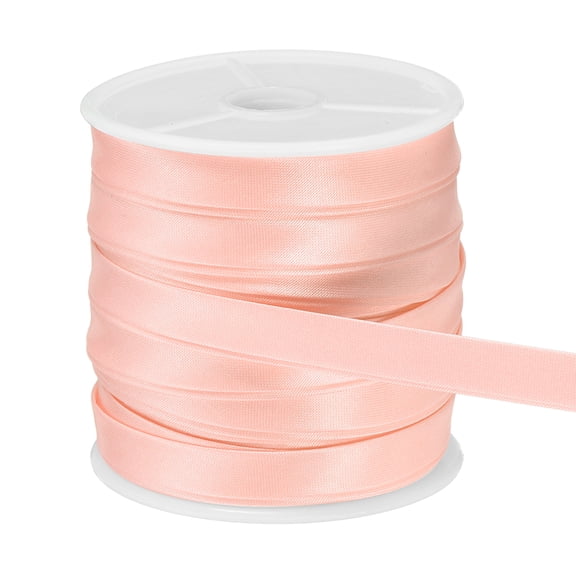Uxcell Double Fold Bias Tape for Sewing 3/8 Inch x 25 Yards Satin Pre-fold Continuous Binding Tape for Seaming Quilting Hemming Binding DIY Crafts, Pink