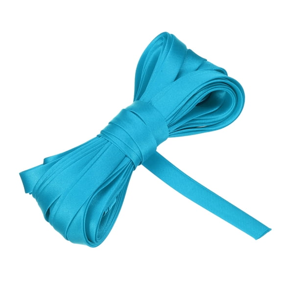 Uxcell Double Fold Bias Tape for Sewing 3/8 Inch x 5.5 Yards Satin Pre-fold Continuous Binding Tape for Seaming Quilting Hemming Binding DIY Crafts, Lake Blue