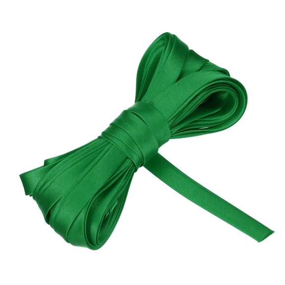 Uxcell Double Fold Bias Tape for Sewing 3/8 Inch x 5.5 Yards Satin Pre-fold Continuous Binding Tape for Seaming Quilting Hemming Binding DIY Crafts, Light Forest Green