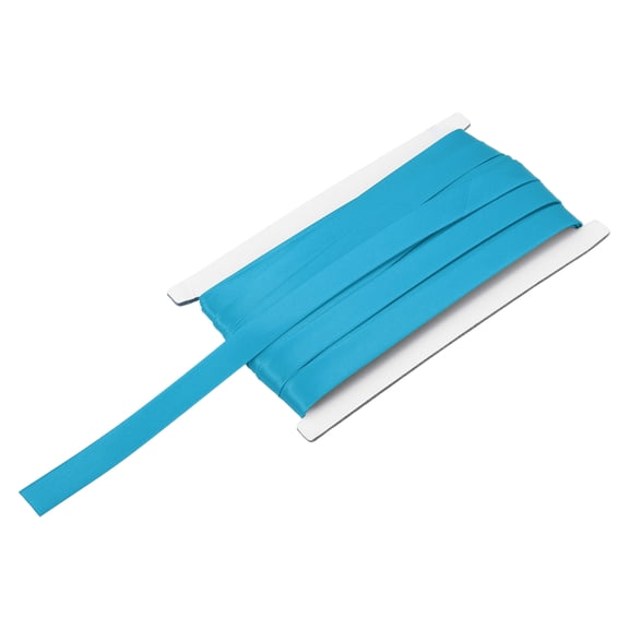 Uxcell Double Fold Bias Tape for Sewing 5/8 Inch x 12 Yards Satin Pre-fold Continuous Binding Tape for Seaming Quilting Hemming Binding DIY Crafts, Blue