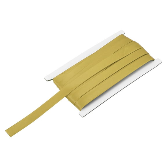 Uxcell Double Fold Bias Tape for Sewing 5/8 Inch x 12 Yards Satin Pre-fold Continuous Binding Tape for Seaming Quilting Hemming Binding DIY Crafts, Gold Tone