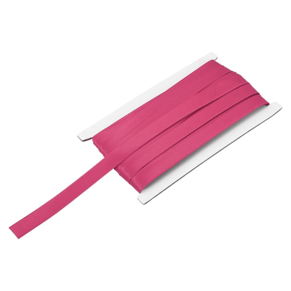 Uxcell Double Fold Bias Tape for Sewing 5/8 Inch x 12 Yards Satin Pre-fold Continuous Binding Tape for Seaming Quilting Hemming Binding DIY Crafts, Rose Red