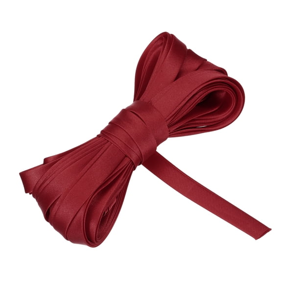 Uxcell Double Fold Bias Tape for Sewing 5/8 Inch x 5.5 Yards Satin Pre-fold Continuous Binding Tape for Seaming Quilting Hemming Binding DIY Crafts, Black Red