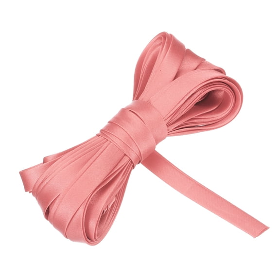 Uxcell Double Fold Bias Tape for Sewing 5/8 Inch x 5.5 Yards Satin Pre-fold Continuous Binding Tape for Seaming Quilting Hemming Binding DIY Crafts, Dark Pink
