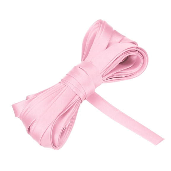 Uxcell Double Fold Bias Tape for Sewing 5/8 Inch x 5.5 Yards Satin Pre-fold Continuous Binding Tape for Seaming Quilting Hemming Binding DIY Crafts, Light Pink