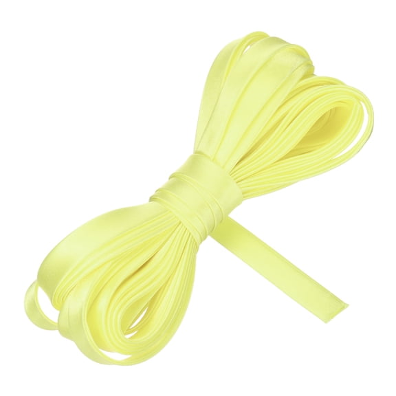 Uxcell Double Fold Bias Tape for Sewing 5/8 Inch x 5.5 Yards Satin Pre-fold Continuous Binding Tape for Seaming Quilting Hemming Binding DIY Crafts, Light Yellow