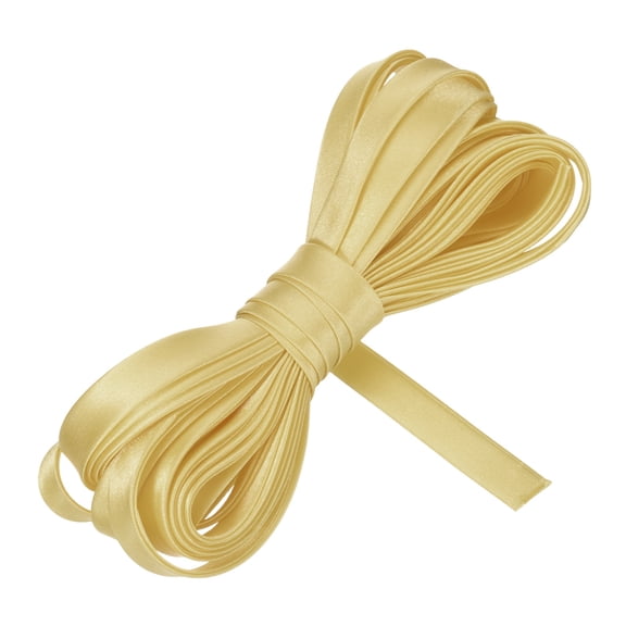 Uxcell Double Fold Bias Tape for Sewing 5/8 Inch x 5.5 Yards Satin Pre-fold Continuous Binding Tape for Seaming Quilting Hemming Binding DIY Crafts, Yellow