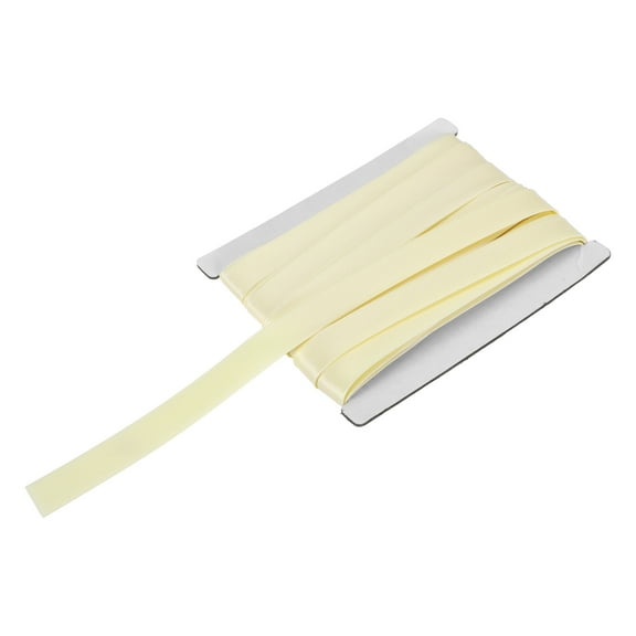 Uxcell Double Fold Bias Tape for Sewing 5/8 Inch x 6 Yards Satin Pre-fold Continuous Binding Tape for Seaming Quilting Hemming Binding DIY Crafts, Beige White