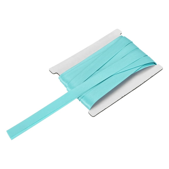 Uxcell Double Fold Bias Tape for Sewing 5/8 Inch x 6 Yards Satin Pre-fold Continuous Binding Tape for Seaming Quilting Hemming Binding DIY Crafts, Sky Blue