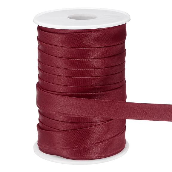 Uxcell Double Fold Bias Tape for Sewing 5/8 inch x 25 Yards Satin Pre-fold Continuous Binding Tape for Seaming Quilting Hemming Binding DIY Crafts, Dark Red